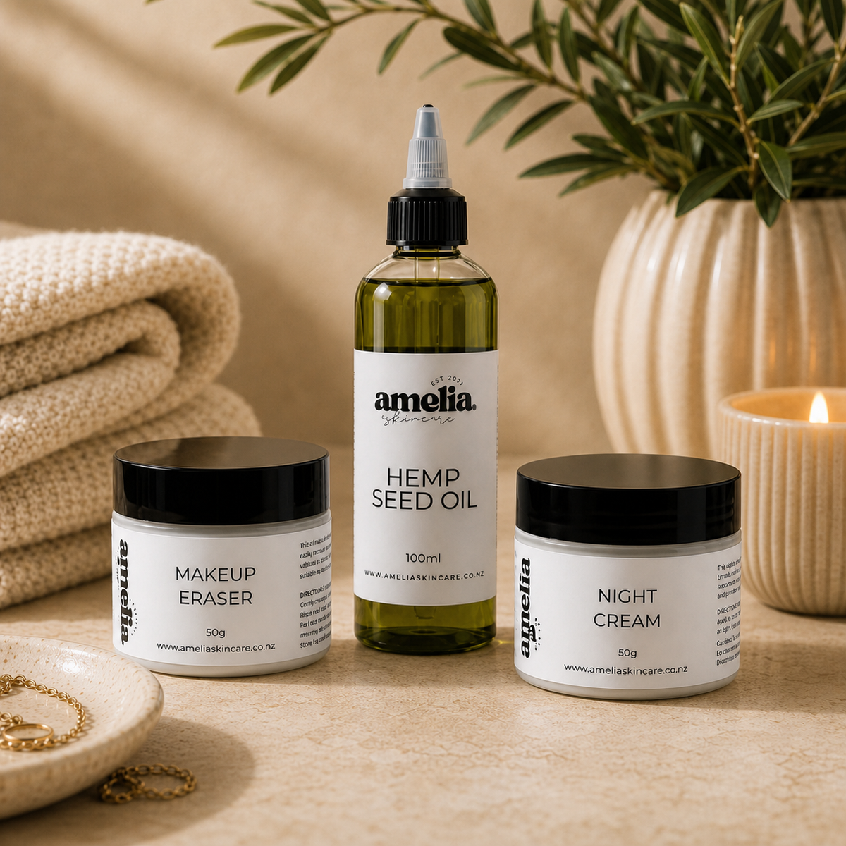 The Night-Time Ritual with Makeup Eraser, Night Cream, and Hemp Seed Oil